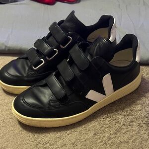 Veja Black and White Velcro Sneakers size 8